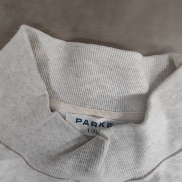 PARKE Gray And Maroon Mock Neck Sweatshirt - Picture 4 of 7